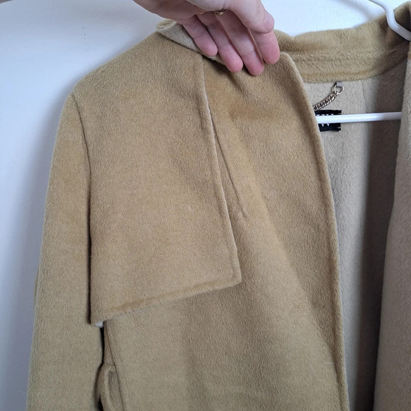 J. Crew Tan Fur Wool Blend Harriet Long Outdoor Feminine Trench Coat Size Small - Picture 4 of 11